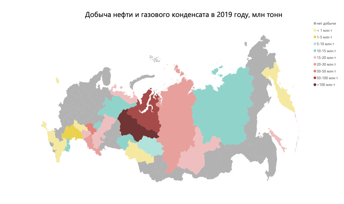 Регионы России по нефтедобыче